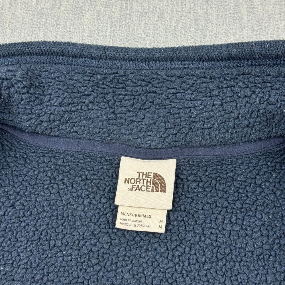 The North Face Sweater Vest Men Medium Blue Fleece Full Zip Outdoors Hiking Logo